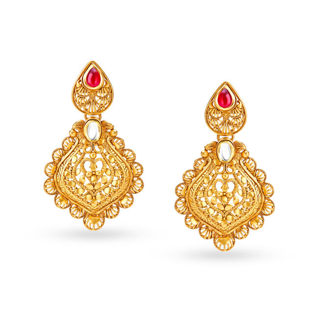 Stunning Gold and Glass Kundan Necklace Set 5