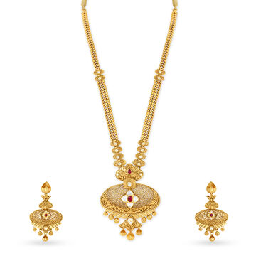 Extravagant Gold and Glass Kundan Necklace Set
