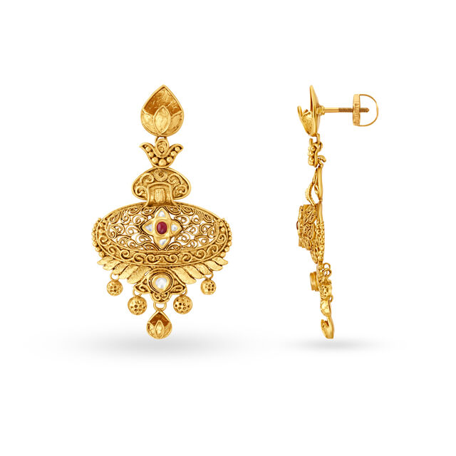 Extravagant Gold and Glass Kundan Necklace Set,,hi-res 4