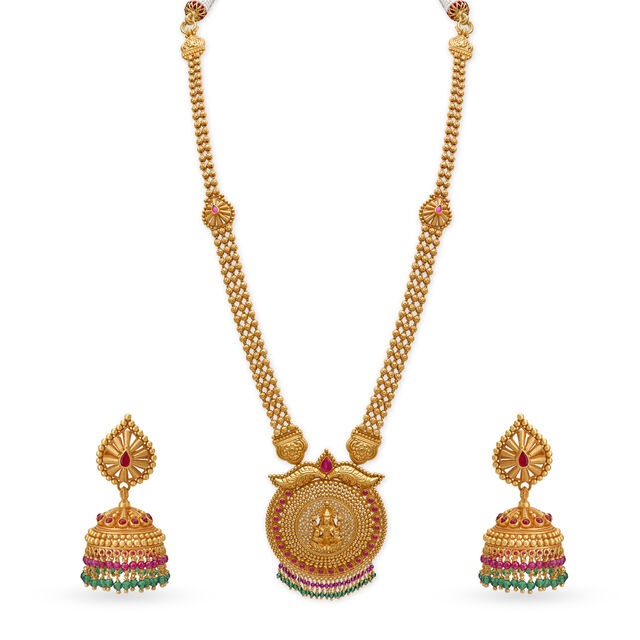 Enchanting Gold Gheroo Haram Necklace Set 