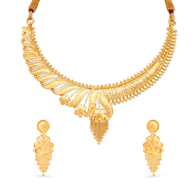 Abstract Artistic Gold Necklace Set 