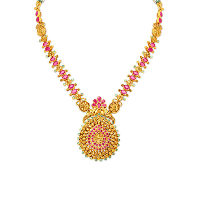 Divine Emerald And Ruby Gold Necklace Set 2