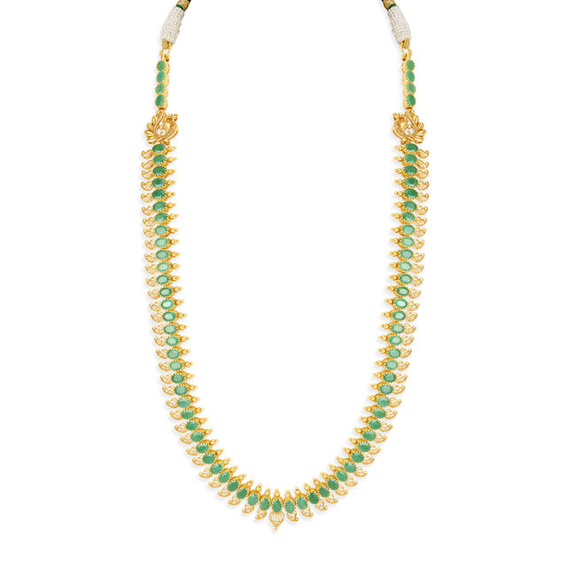 Alluring Emerald and Gold Mango Mala 