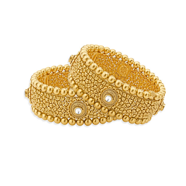 Alluring Gold Antique Ball Ghughar Bangle,,hi-res 2
