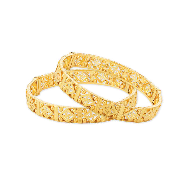 Elegant Swastika Gold Bangle,,hi-res 