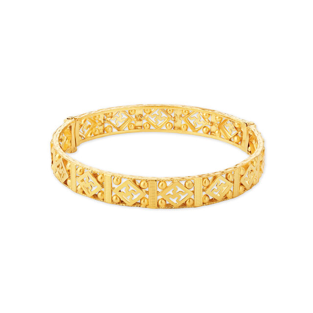 Elegant Swastika Gold Bangle,,hi-res 2