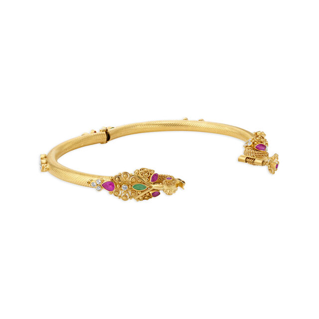 Enchanting Cubic Zirconia and Emerald Gold Kada Bangle,,hi-res 2