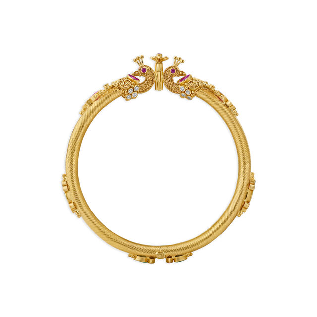 Enchanting Cubic Zirconia and Emerald Gold Kada Bangle,,hi-res 3