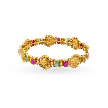 Breathtaking Gold Emerald Ruby Bangle