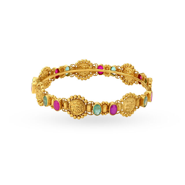 Breathtaking Gold Emerald Ruby Bangle,,hi-res 