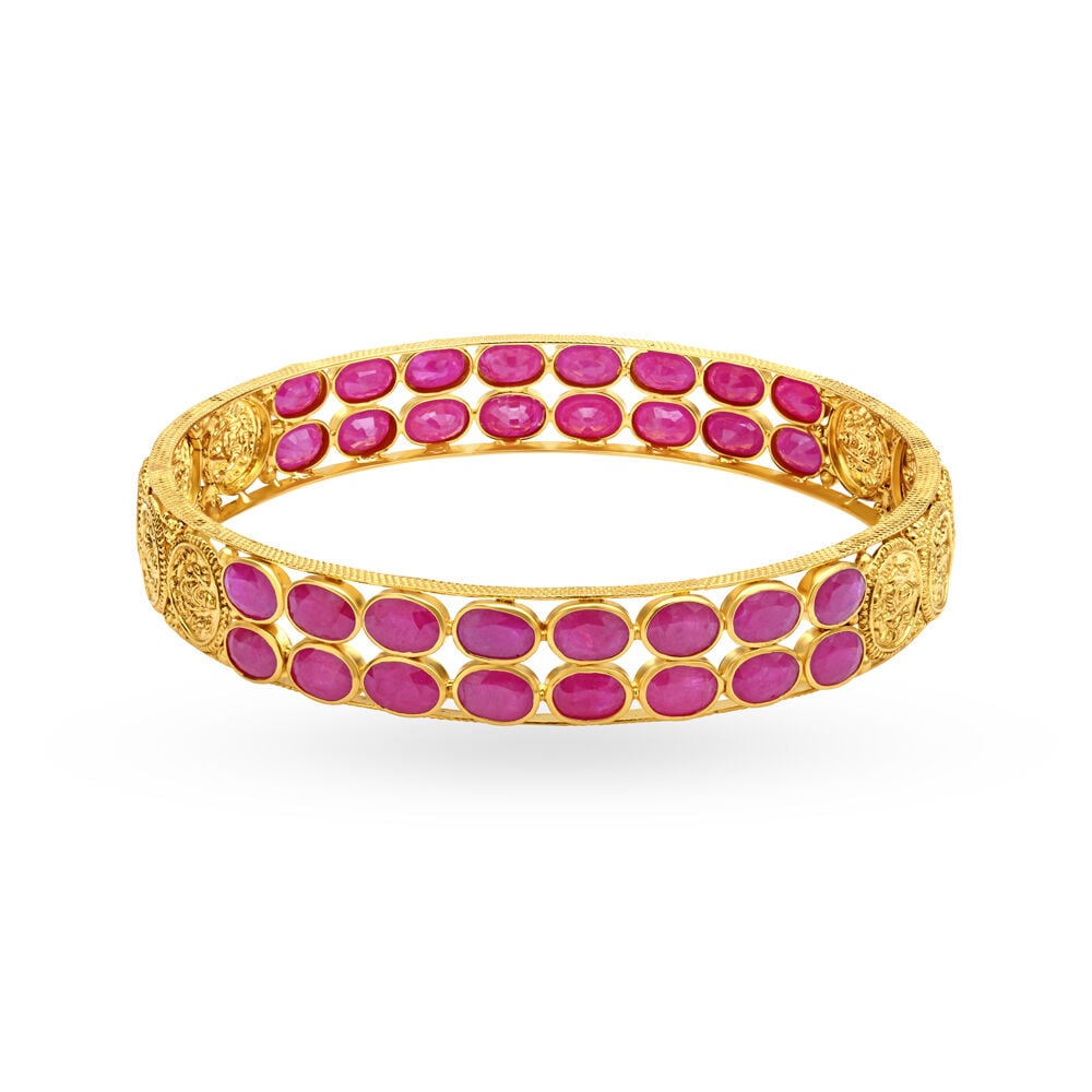 Buy Alluring Ruby Gold Bangle at Best Price Tanishq UAE
