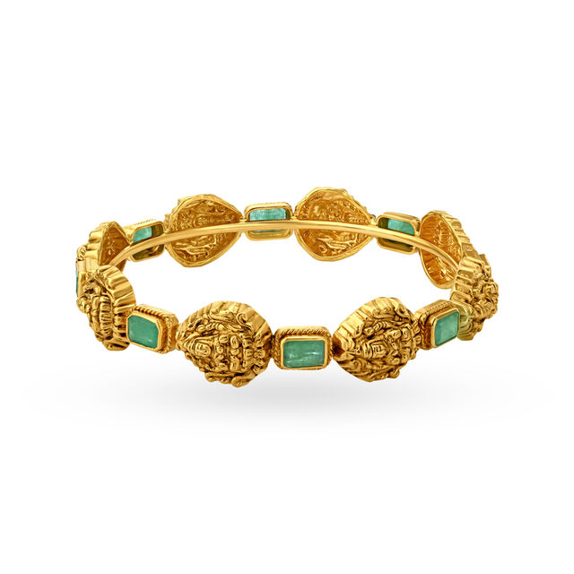 Breathtaking Emerald Gold Bangle,,hi-res 