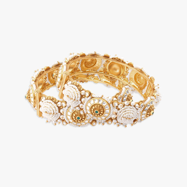 Exquisite Gold Studded Bangles