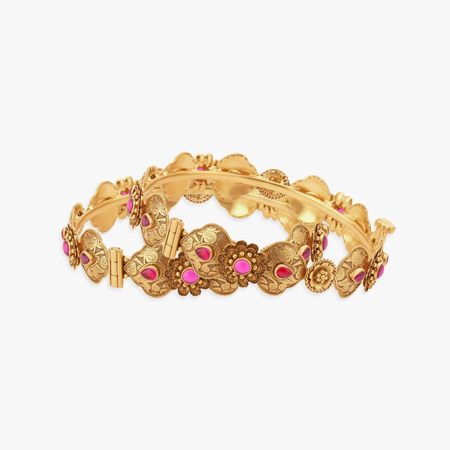 Ethereal Gold zardozi Bangle,,hi-res 