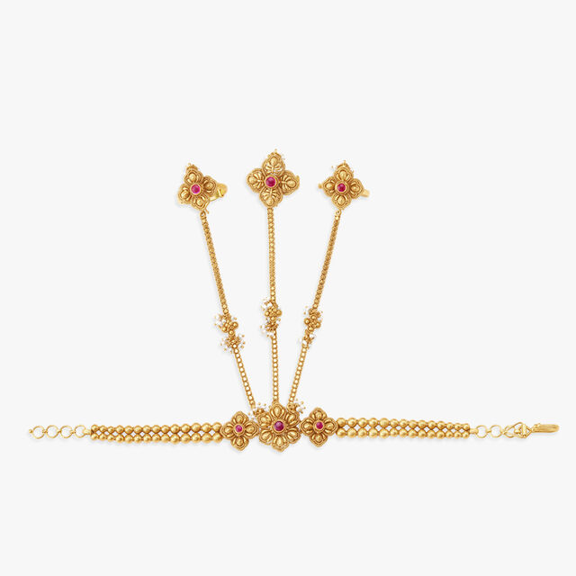 Ethereal pearl and gold Hathphool,,hi-res 2
