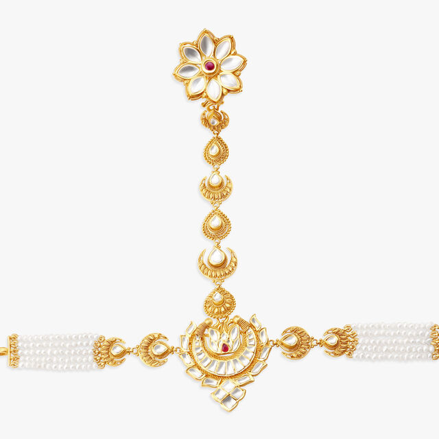 White Kundan Hathphool Set main image 0