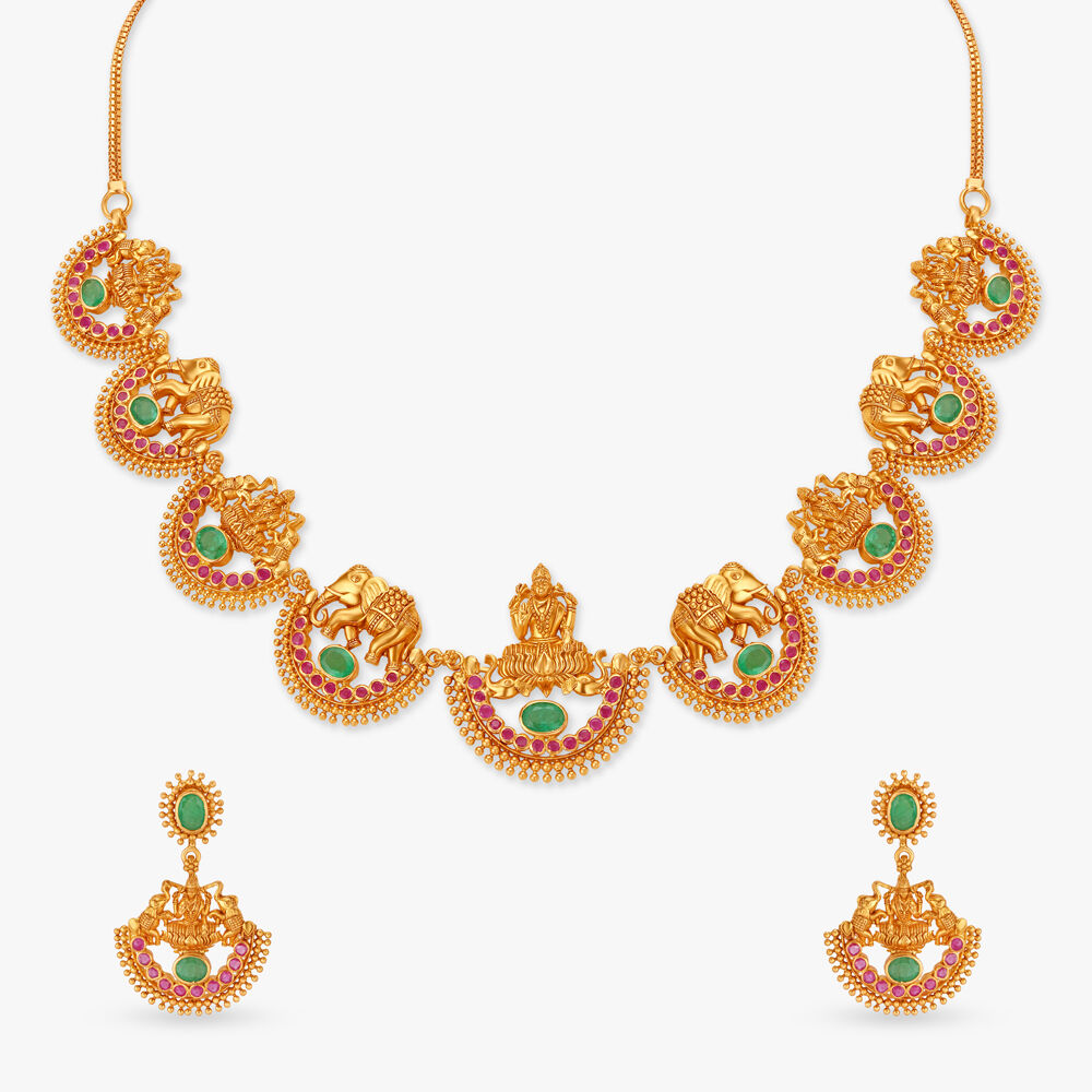 Ruby necklace set tanishq discount