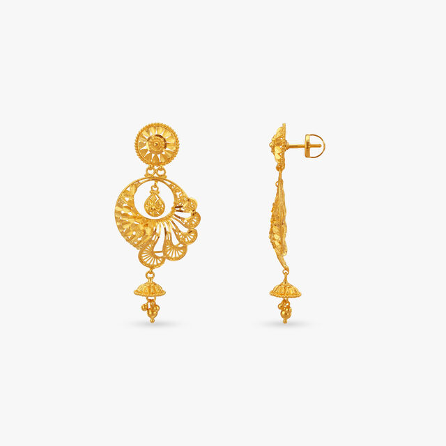 Peacock Grace Gold Drop Earrings 2