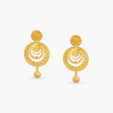 Golden Ruffles Gold Drop Earrings
