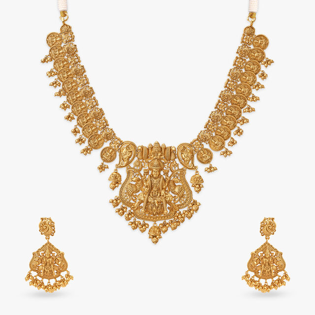 Peacock Nakshi Gold Temple Short Necklace Set 