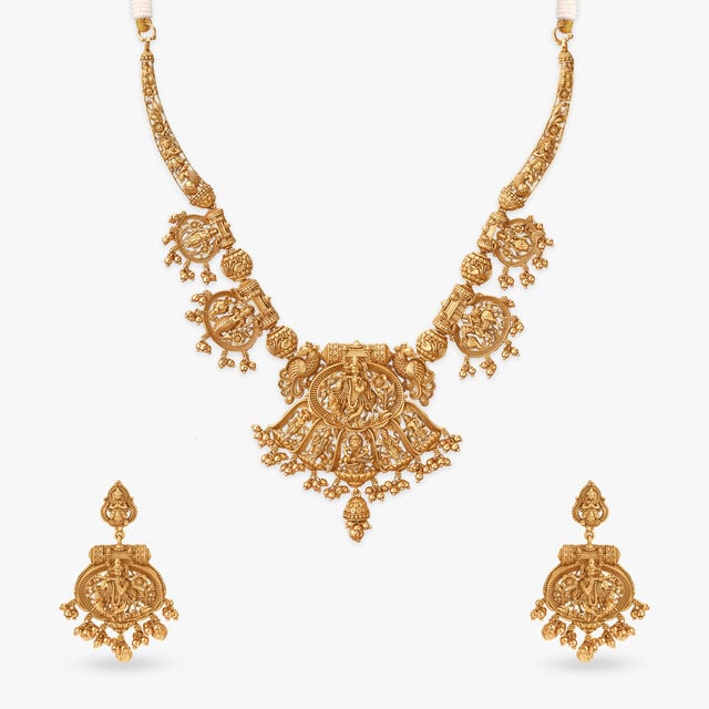 Divine Krishna Gold Necklace Set 