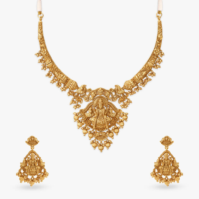 Radiant Lakshmi Gold Necklace Set 