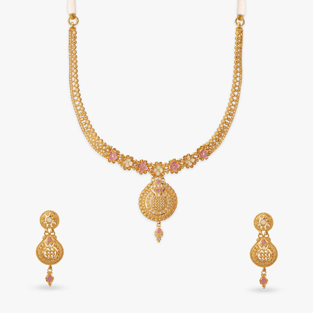 Enchanted Bloom Gold Necklace Set 