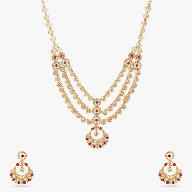 Chandbali Crescent Tourmaline & Diamond Chakkri Necklace Set 