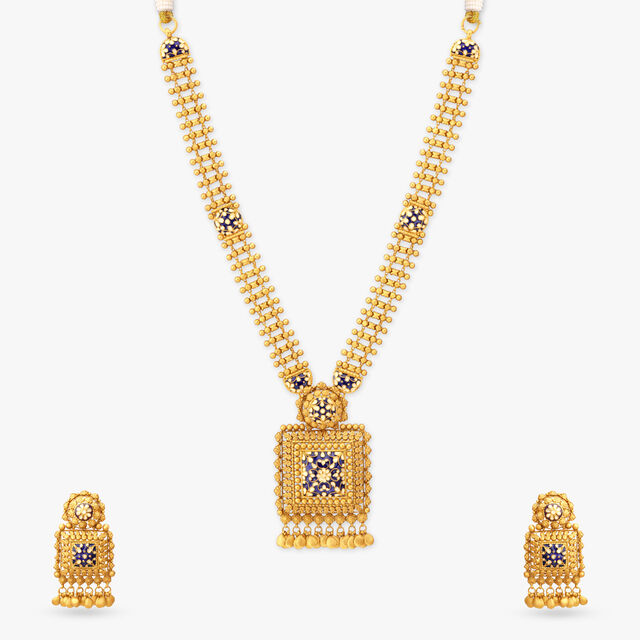 Square Enamel Medallion Necklace Set 