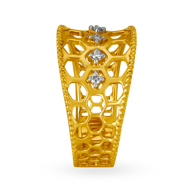 Mia by Tanishq 18KT Yellow Gold Diamond Finger Ring with Rectangular Design,,hi-res 3