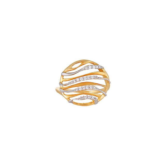Mia by Tanishq 18KT Yellow Gold Diamond Finger Ring with Circular Design,,hi-res 