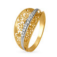 Mia by Tanishq 18KT Yellow And White Gold Finger Ring with Stylized Rectangular Design,,hi-res 