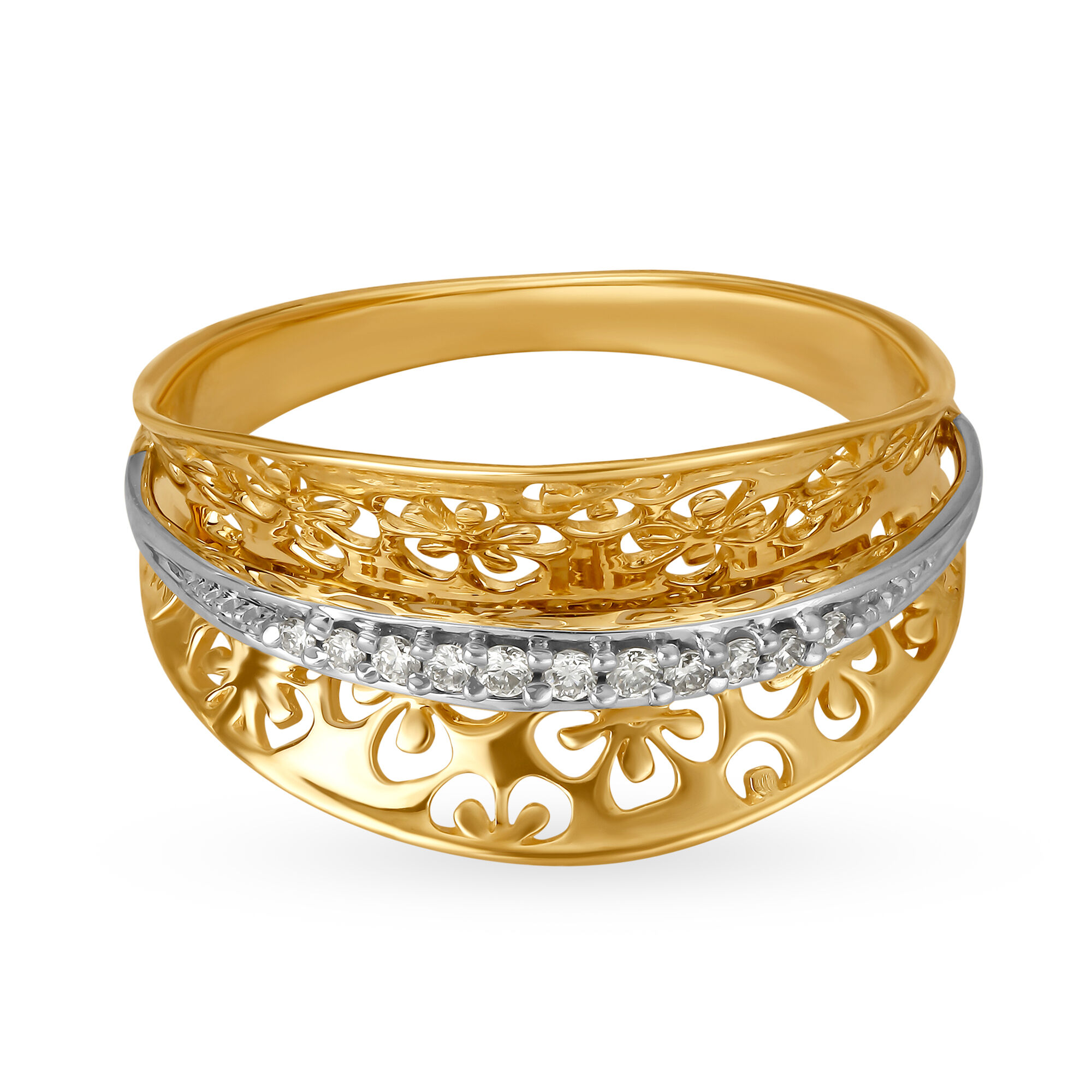Buy Mia by Tanishq 18KT Yellow And White Gold Finger Ring with Stylized ...