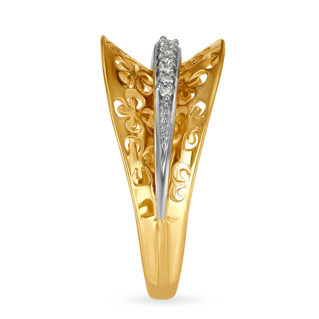 Mia by Tanishq 18KT Yellow And White Gold Finger Ring with Stylized Rectangular Design,,hi-res 3