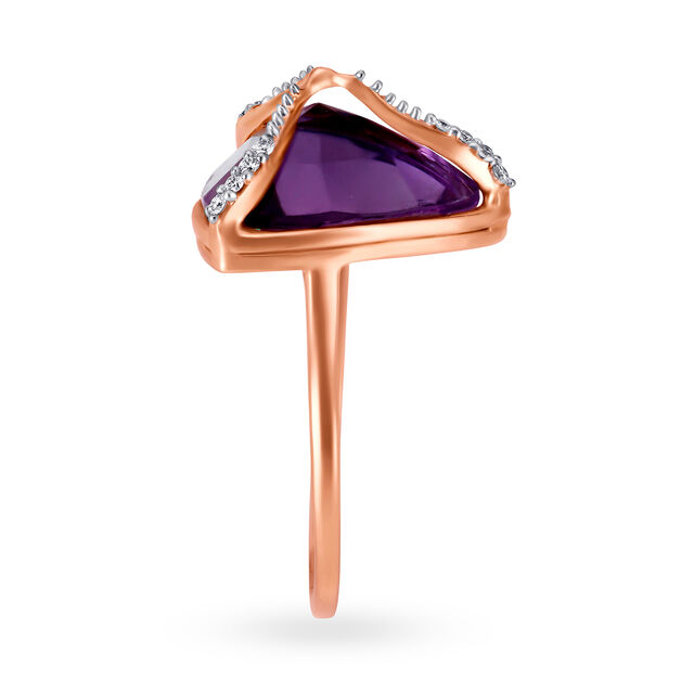 Mia Colours At Work by Tanishq 18KT Rose Gold Diamond And Quartz Finger Ring with Triangular Design,,hi-res 3