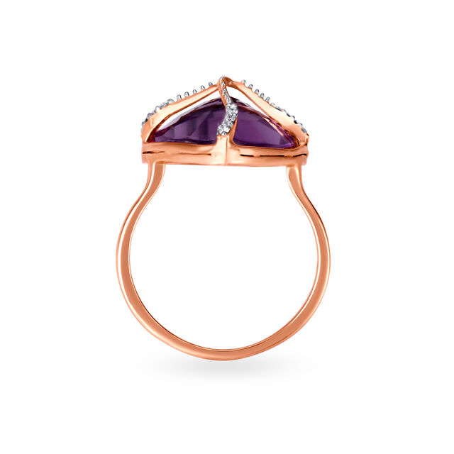 Mia Colours At Work by Tanishq 18KT Rose Gold Diamond And Quartz Finger Ring with Triangular Design,,hi-res 4