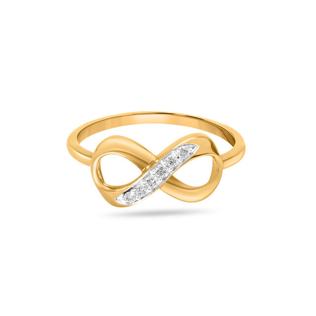 18KT Yellow Gold Infinity Diamond Finger Ring 2