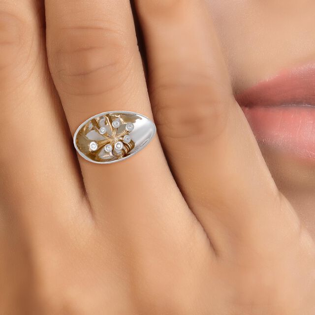 Mia by Tanishq 18KT White And Yellow Gold Diamond Finger Ring with Split Design,,hi-res 