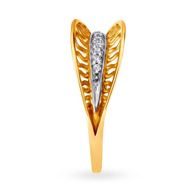 Mia by Tanishq 18KT Yellow Gold Diamond Finger Ring with Curved Marquise Design,,hi-res 3
