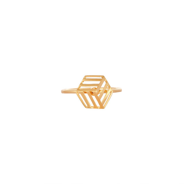 Mia by Tanishq 18KT Yellow Gold Finger Ring with Hexagon Design,,hi-res 