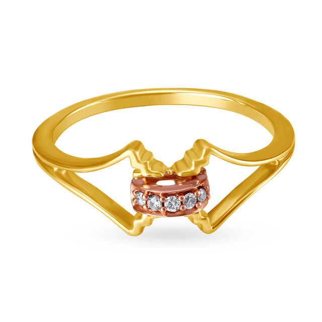 18kt Yellow and Rose Gold Diamond Finger Ring With Rose Gold Plating 2