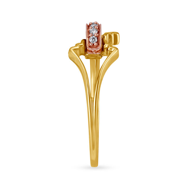 18kt Yellow and Rose Gold Diamond Finger Ring With Rose Gold Plating 4