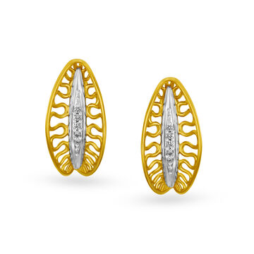 Mia by Tanishq 18KT Yellow Gold Diamond Hoop Earrings with Marquise Design And Openwork