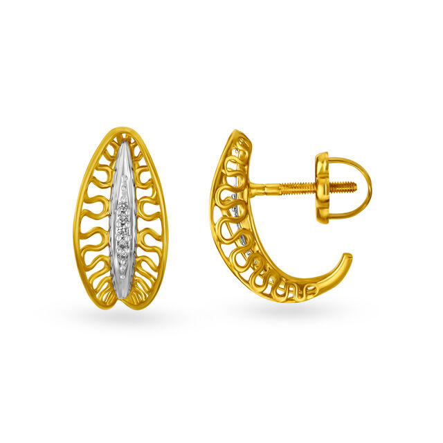 Mia by Tanishq 18KT Yellow Gold Diamond Hoop Earrings with Marquise ...