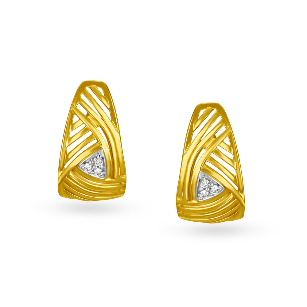 Buy Mia by Tanishq 18KT Yellow Gold Diamond Hoop Earrings with Grid ...