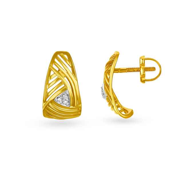 Buy Mia by Tanishq 18KT Yellow Gold Diamond Hoop Earrings with Grid ...