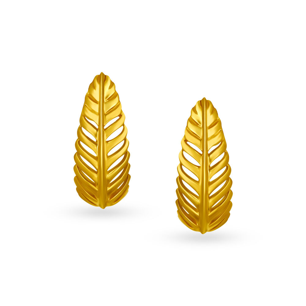 Buy Mia by Tanishq 18KT Yellow Gold Hoop Earrings with Feather Design at Best Price Tanishq US