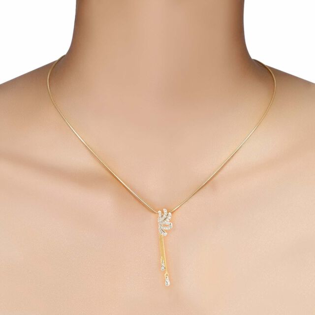 Mia by Tanishq 18KT Yellow And White Gold Diamond Necklace with Floral Pendant,,hi-res 3