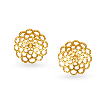 Mia by Tanishq 18KT Yellow Gold Stud Earrings with Floral Design