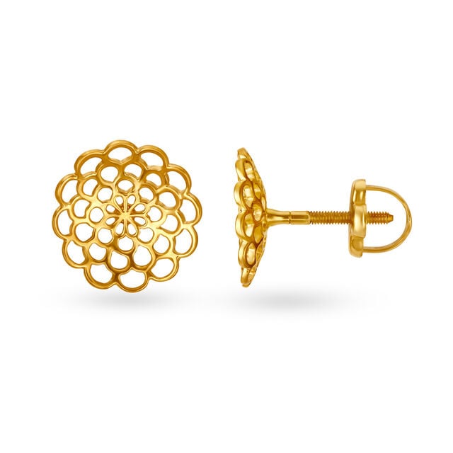 Mia by Tanishq 18KT Yellow Gold Stud Earrings with Floral Design,,hi-res 2